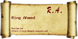 Ring Ahmed névjegykártya